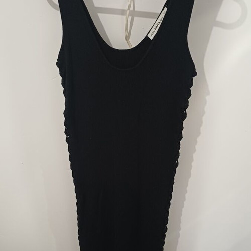 Zara black midi knitted dress with side braid details, like new