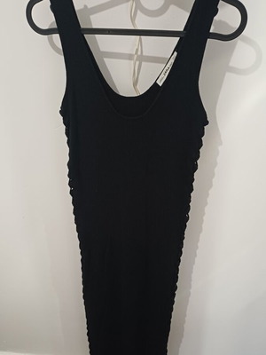 Zara black midi knitted dress with side braid details, like new