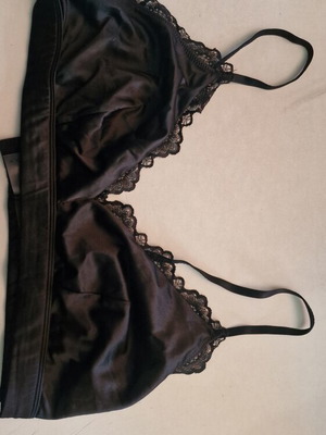 Black satin bralette with lace Understatement XXL like new