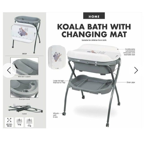 Baby bath and changing table like new with koala design and wheels