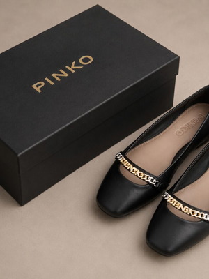 Pinko μαύρα δερμάτινα γυναικεία παπούτσια, μέγεθος 39, περιορισμένη έκδοση