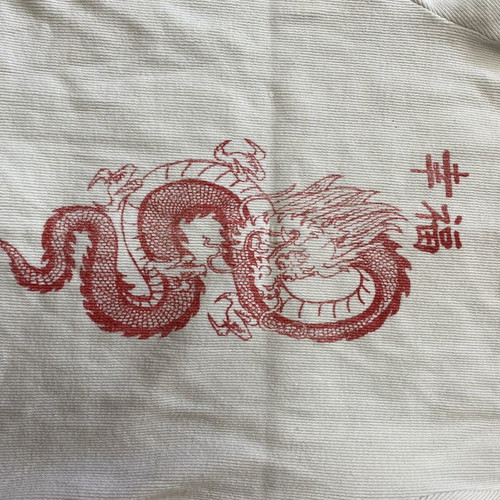 White crop top with red dragon medium Bershka used