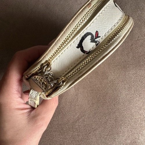 DKNY wristlet bag like new, beige with double zipper