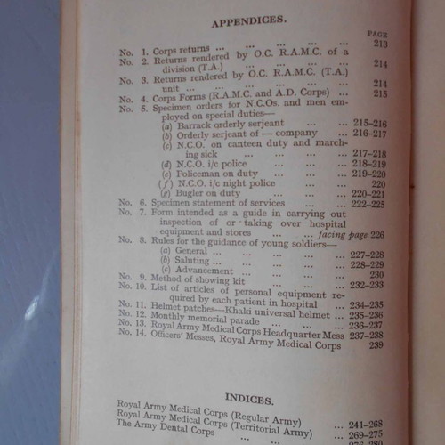 Old Book Standing Orders for Royal Army Medical Corps 1937 used
