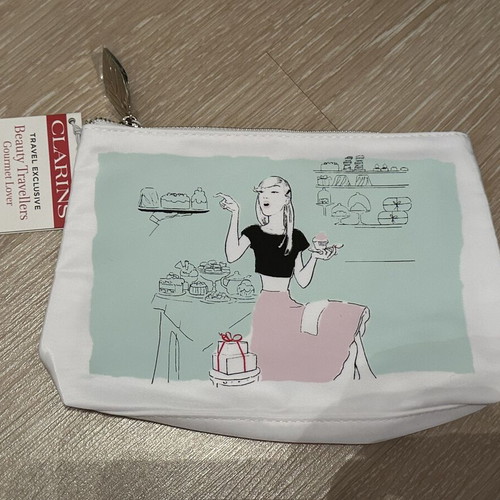 Clarins white bag with zipper new