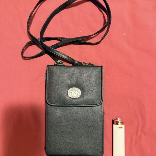 Vintage travel neck wallet organiser used, black