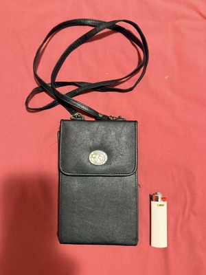 Vintage travel neck wallet organiser used, black