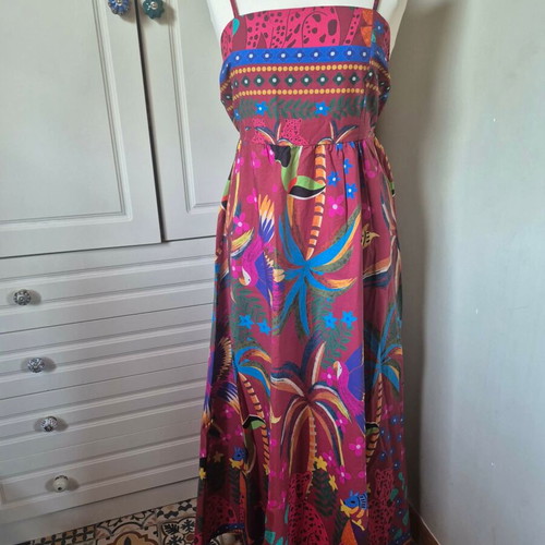 Maxi printed dress S/M cotton new, colorful summer print