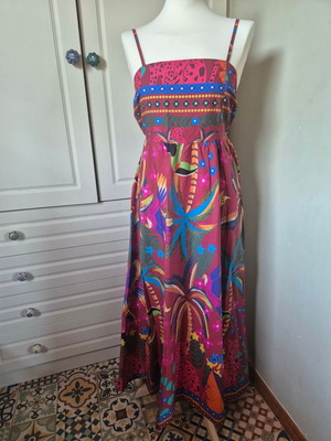 Maxi printed dress S/M cotton new, colorful summer print
