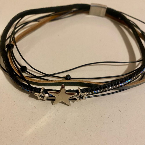 Bijou Brigitte choker new, leather with stars and rhinestones