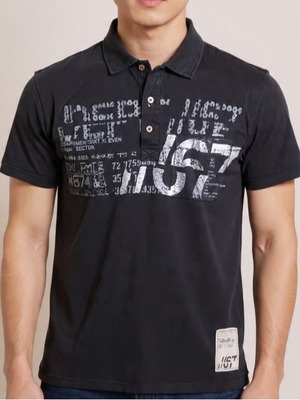 Μπλούζα T-shirt Cedarwood State S μαύρη σαν καινούργια με γιακά