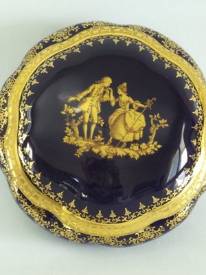 Vintage μπλε κουτί Limoges με καπάκι μεταχειρισμένο