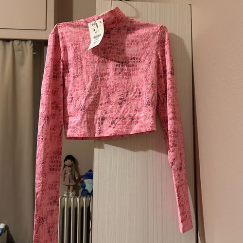 Bershka long-sleeve shirt new, pink, size XS