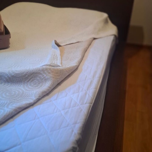 Double bedroom set used, solid wood with storage and mattress