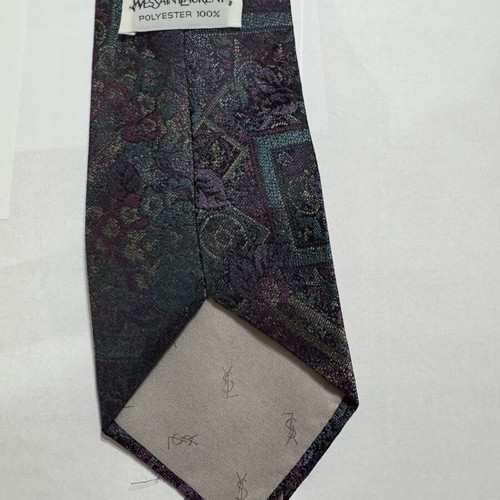 Yves Saint Laurent YSL vintage tie used, multi print polyester