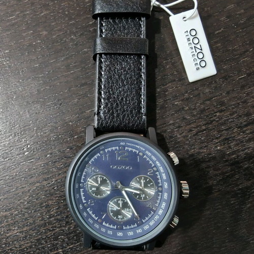 Oozoo C9260 men's watch new with blue dial and leather strap