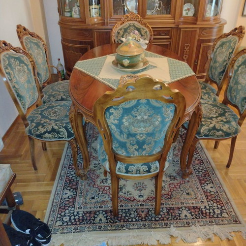 Antique living room set used handmade walnut with sideboard and dining table