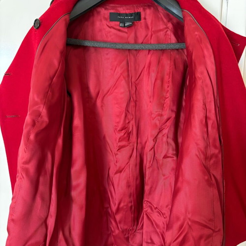 Zara wool coat used, red, size S