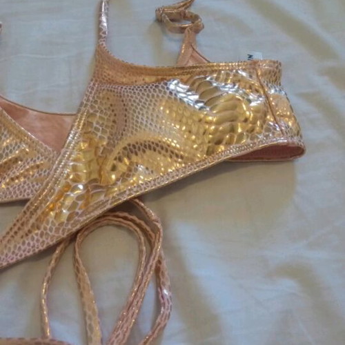 Shein bikini swimsuit new, gold croco color