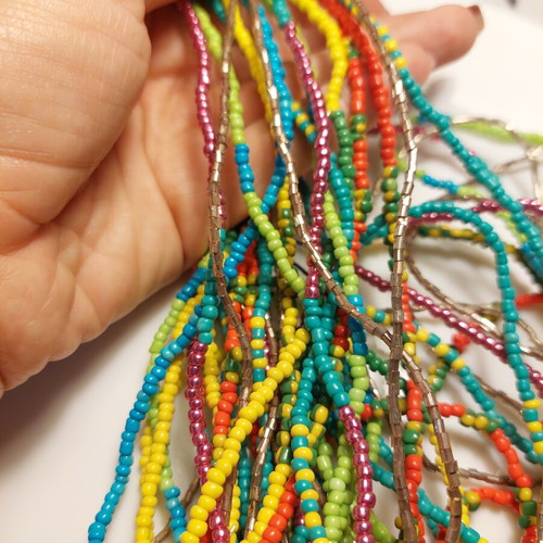 Beaded necklaces new, set of 14 colorful strands