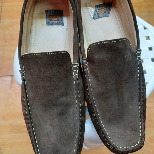 Men's brown leather suede moccasins new, size 44