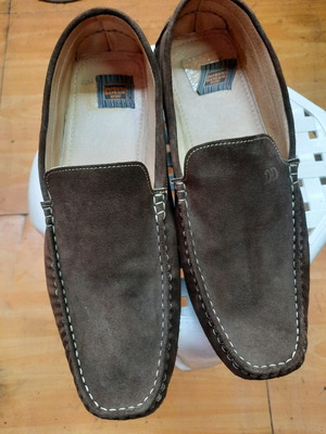 Men's brown leather suede moccasins new, size 44