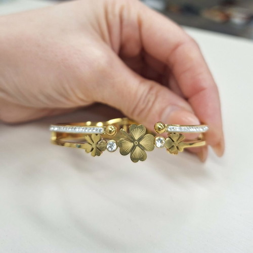 Bracelet handcuffs new, gold stainless steel