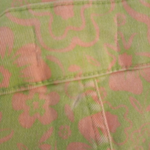 Zara high-waisted cropped jeans like new, green with pink flowers