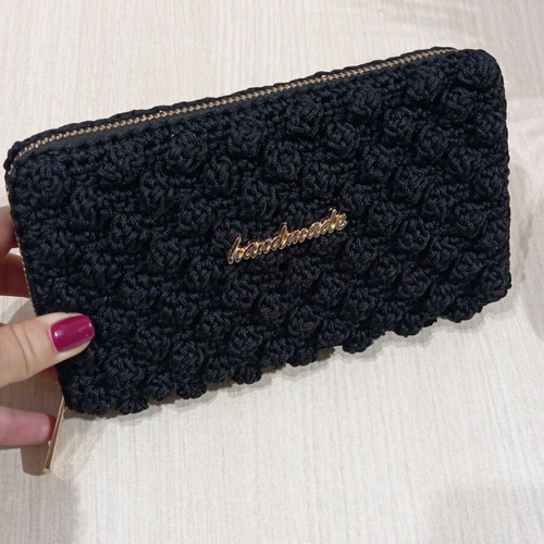 Handmade black knitted wallet new