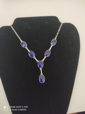 Ethnic necklace with tanzanite gemstone new, 45 cm chain