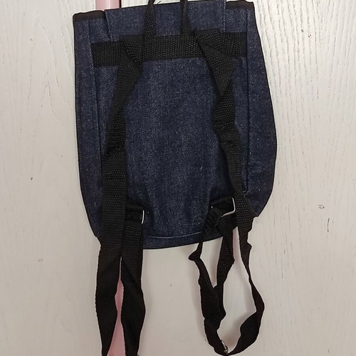 Small denim backpack with heart designs like new