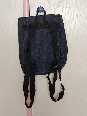 Small denim backpack with heart designs like new