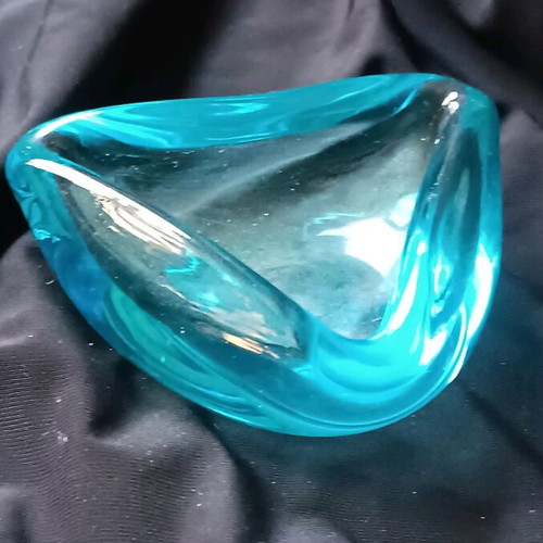Glass ashtray used, blue Murano style vintage