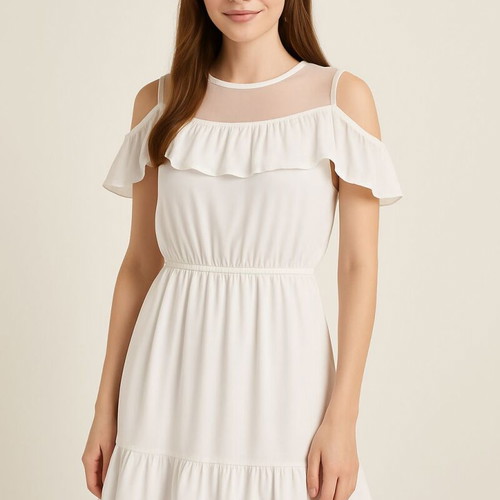 White summer dress with ruffles like new, size M\L