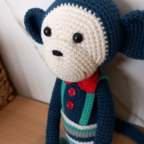Handmade knitted monkey doll 36 cm new