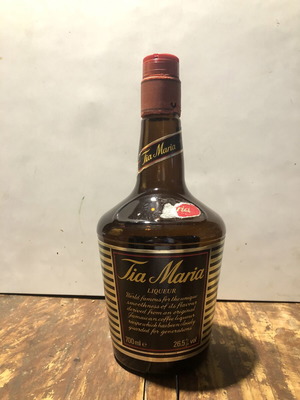 Tia Maria collectible bottle with liquor, 1970s-1980s, used