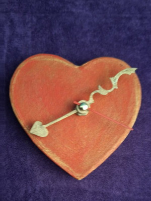 Paper wall clock heart shape with handmade hands new