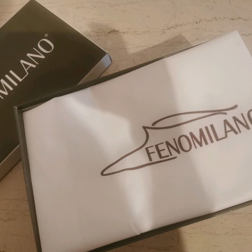 Fenomilano women's sneakers new, white with gold/pink, size 39