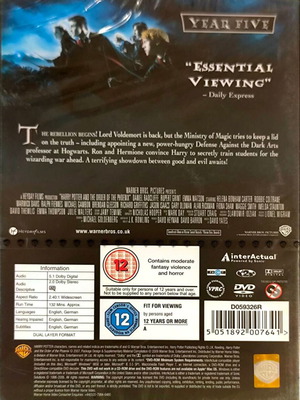 Harry Potter and the Order of the Phoenix DVD, sealed, English subtitles