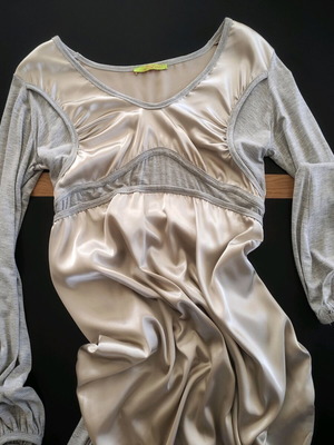 Y2k dress tunic asymmetrical satin with elastic jersey like new