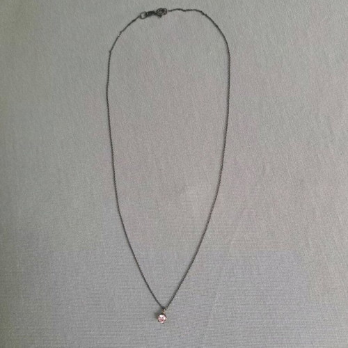 Necklace with pink zircon in oxidized 925 silver like new, minimal