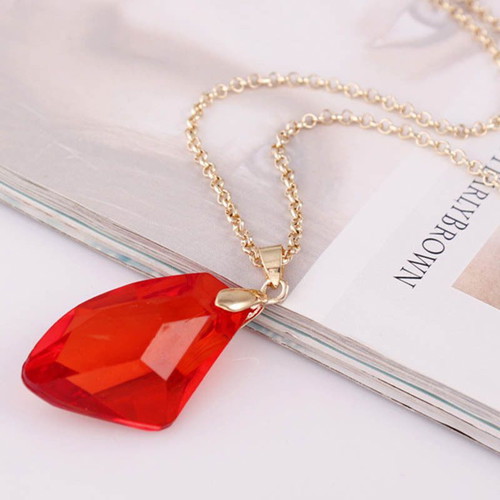 Harry Potter Necklace Philosopher's Stone like new, brass with red crystal