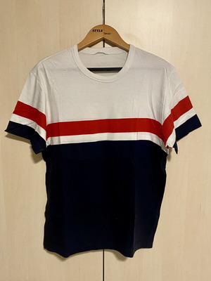 H&M cotton t-shirt used, size M, white and blue