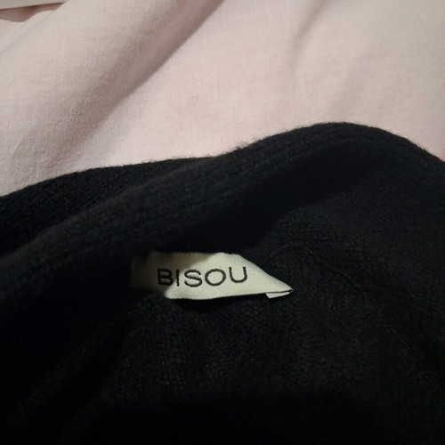 Bisou Black Knitted Sweater with Off-Shoulder Pearls Like New