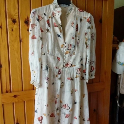 Raxevsky Silk Dress new, beige with dragonfly print