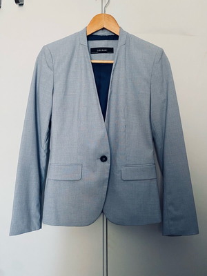 ZARA blazer jacket mid-length with front button like new, light grey blue