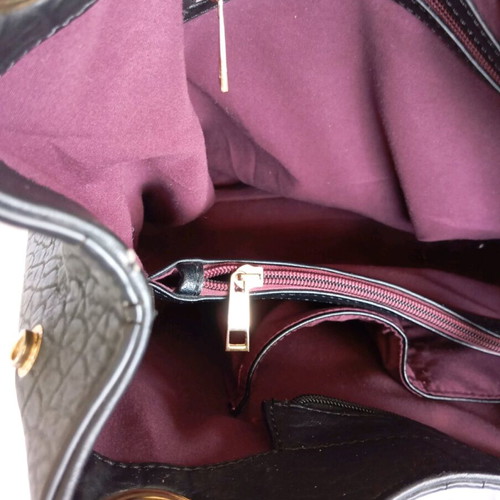 Women's shoulder bag used, black with red details