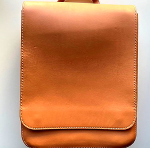 μπεζ unisex δερμάτινη τσάντα