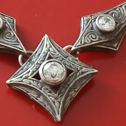 Necklace with 925 silver and zirconia, 50cm, like new