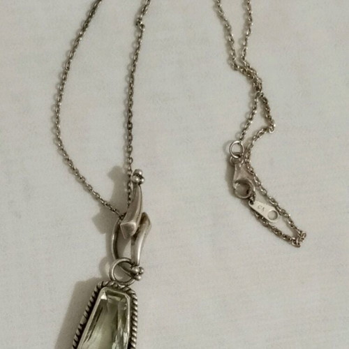 Necklace 925 silver with green amethyst used